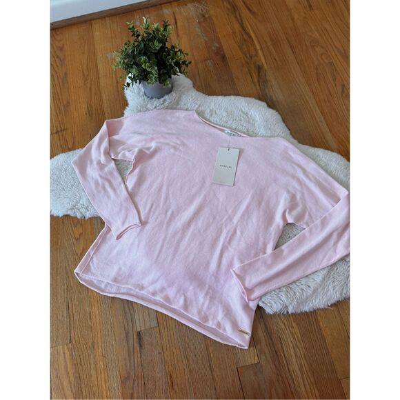 NWT Alsemi Soft Pink Cotton Rolled Hem Relaxed Fit Sweater Size S - Picture 6 of 12